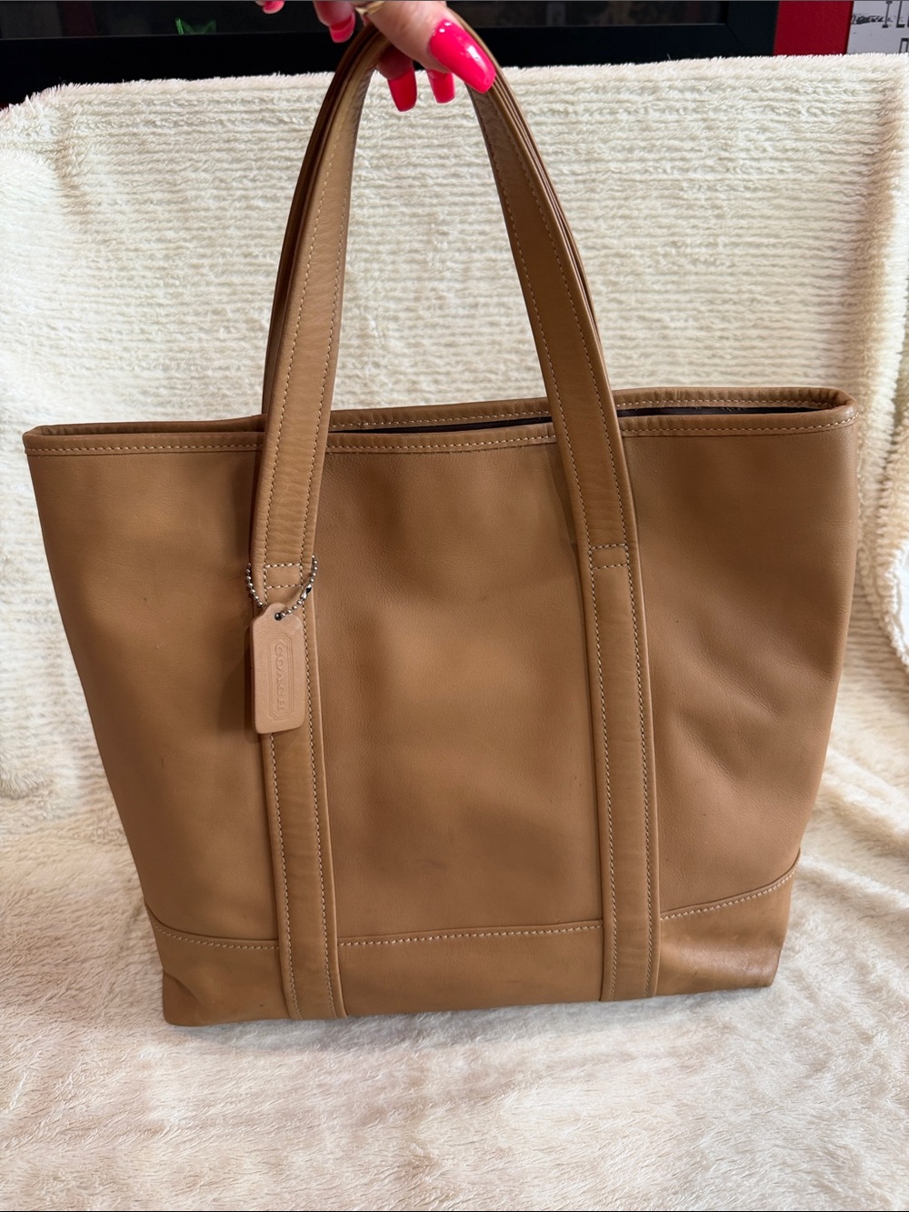 Coach Brown Leather Interior Tote with Logo Patch